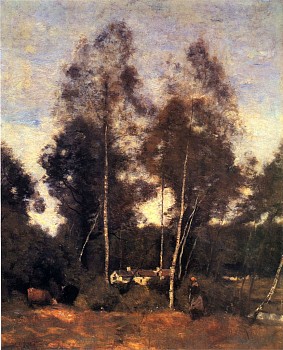 Jean Baptiste Camille Corot -&nbsp;Clairiere du Bois Pierre, aux Evaux, Pr&egrave;s Chateau-Thierry